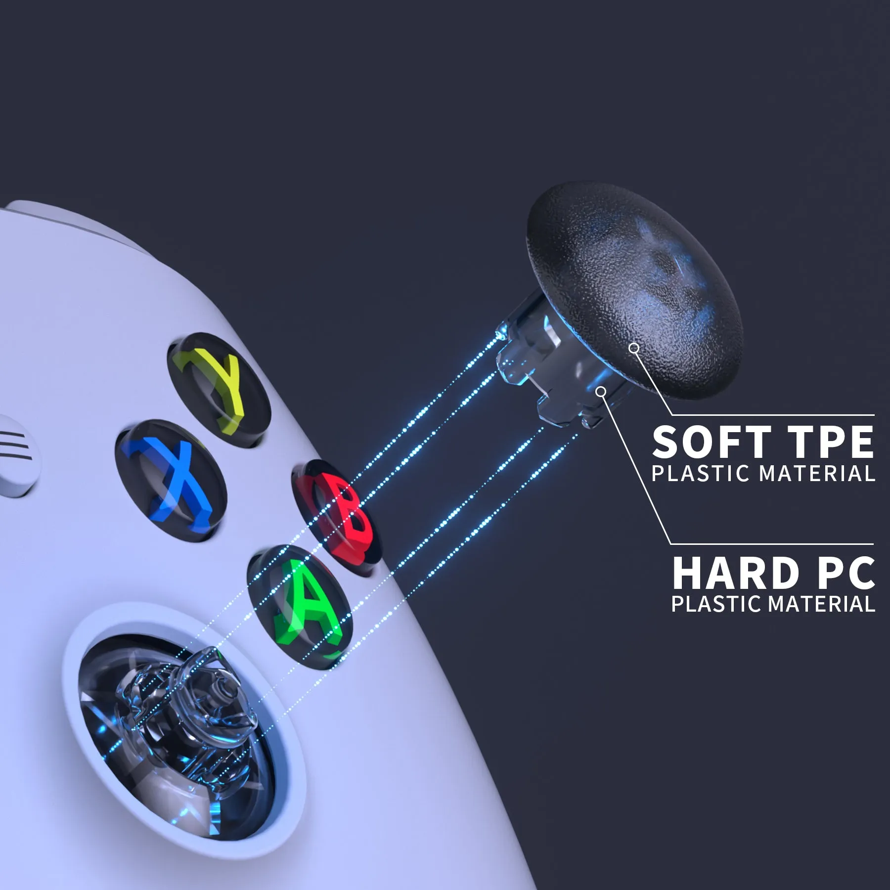 eXtremeRate EDGE Sticks Interchangeable Thumbsticks for Xbox Core Controller, Clear Black Swappable Analog Stick Joystick for Xbox One S/X, Xbox Elite V1 Controller, for Nintendo Switch Pro Controller - AGLX3M007