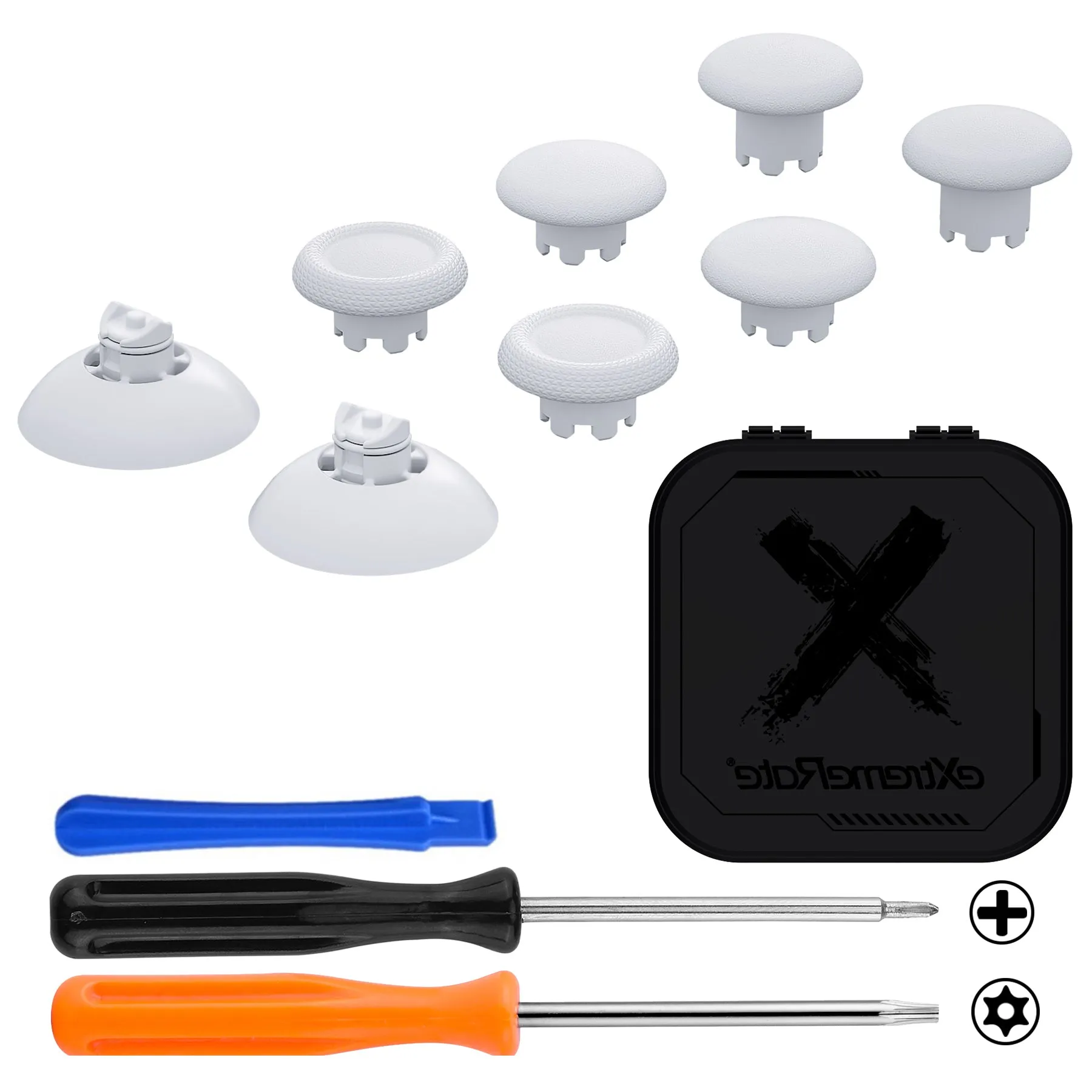 eXtremeRate EDGE Sticks Interchangeable Thumbsticks for Xbox Core Controller, Robot White Swappable Analog Stick Joystick for Xbox One S/X, Xbox Elite V1 Controller, for Nintendo Switch Pro Controller - AGLX3M002