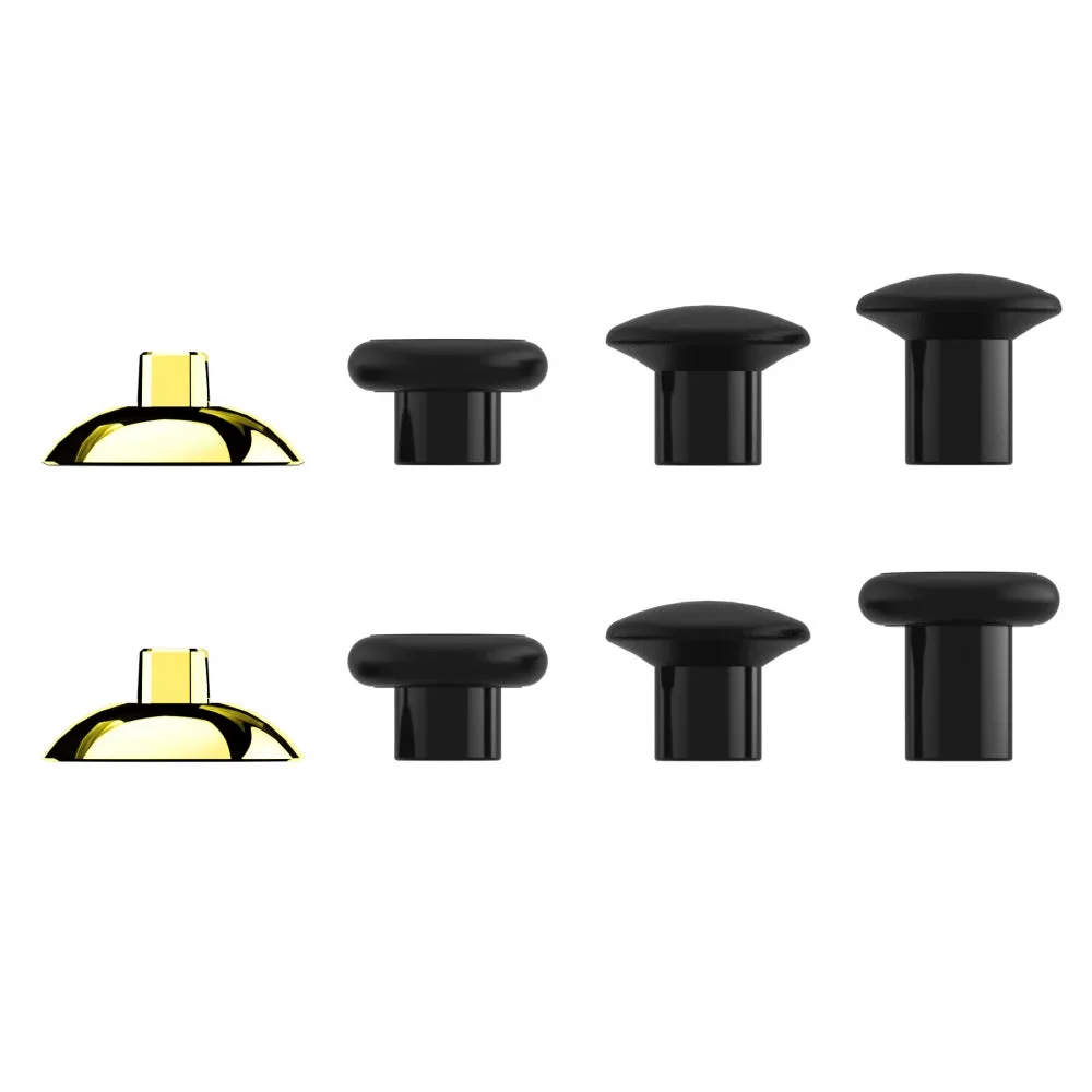 eXtremeRate ThumbsGear Interchangeable Ergonomic Thumbstick for PS4 Slim PS4 Pro Controller with 3 Height Domed and Concave Grips Adjustable Joystick -  Chrome Glossy Gold & Black - P4J1108