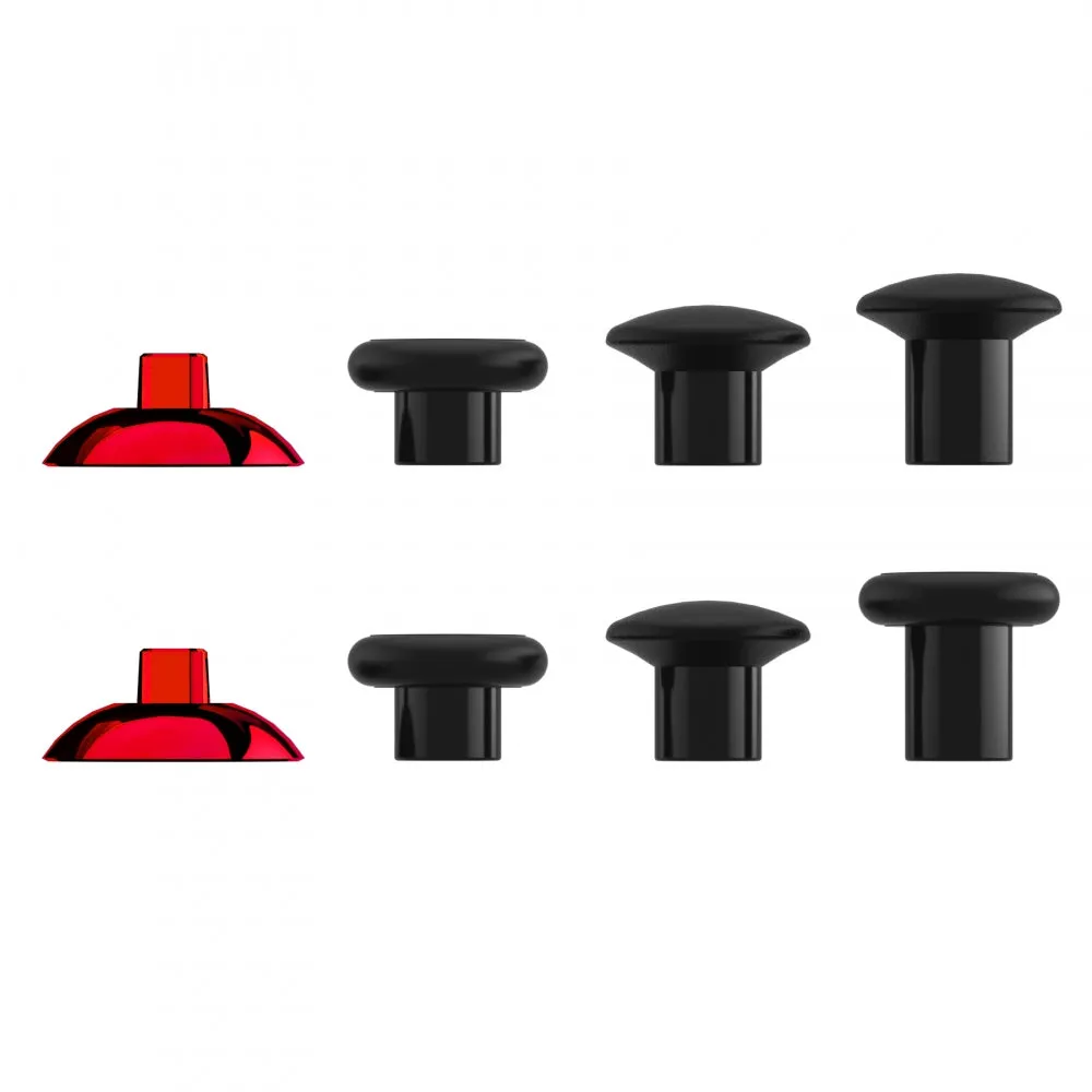 eXtremeRate ThumbsGear Interchangeable Ergonomic Thumbstick for PS4 Slim PS4 Pro Controller with 3 Height Domed and Concave Grips Adjustable Joystick - Chrome Glossy Red & Black - P4J1110