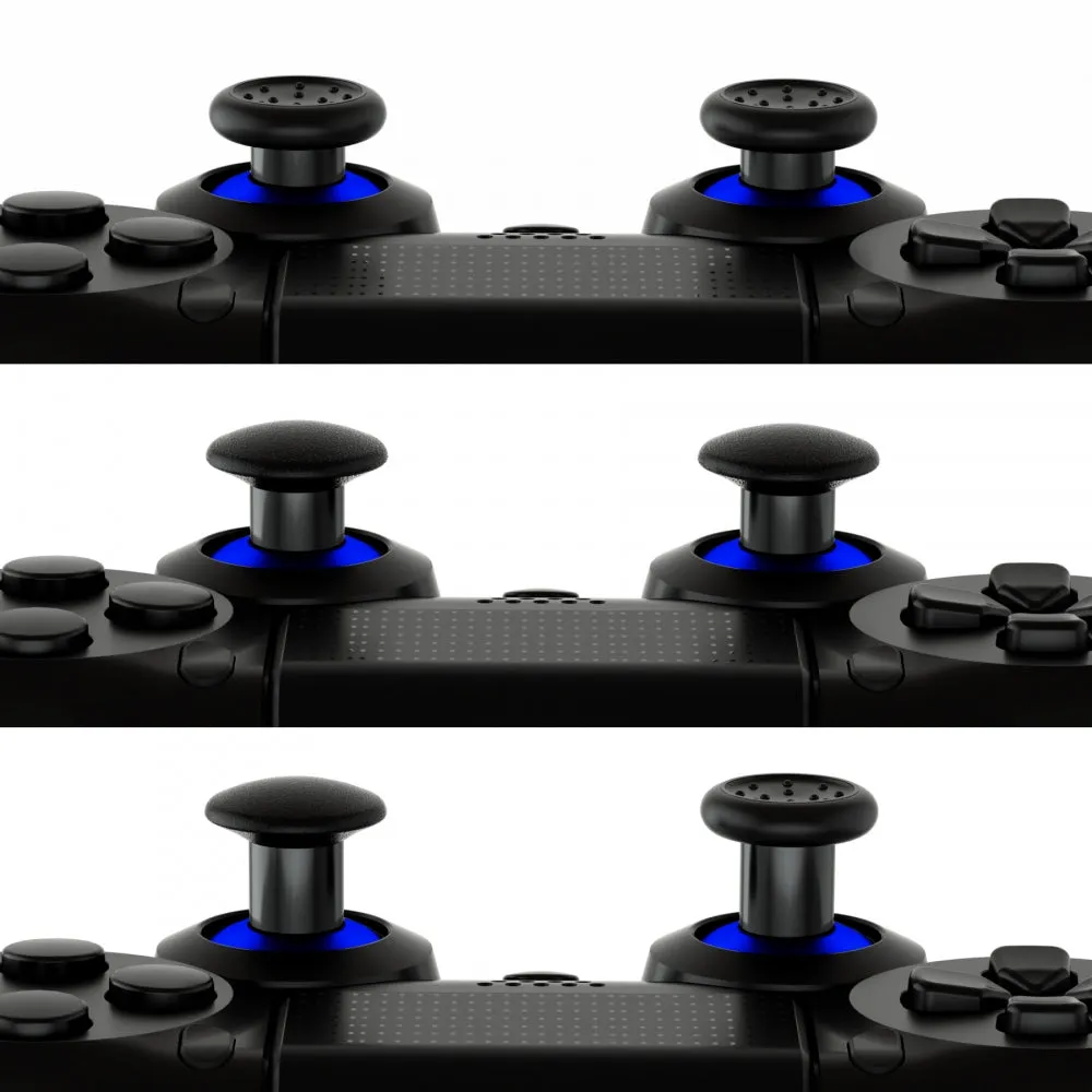 eXtremeRate ThumbsGear Interchangeable Ergonomic Thumbstick for PS4 Slim PS4 Pro PS5 Controller with 3 Height Domed and Concave Grips Adjustable Joystick - Chrome Blue & Black - P4J1107