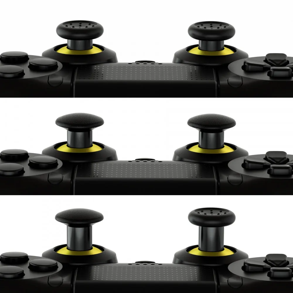 eXtremeRate ThumbsGear Interchangeable Ergonomic Thumbstick for PS4 Slim PS4 Pro PS5 Controller with 3 Height Domed and Concave Grips Adjustable Joystick - Chrome Gold & Black - P4J1104