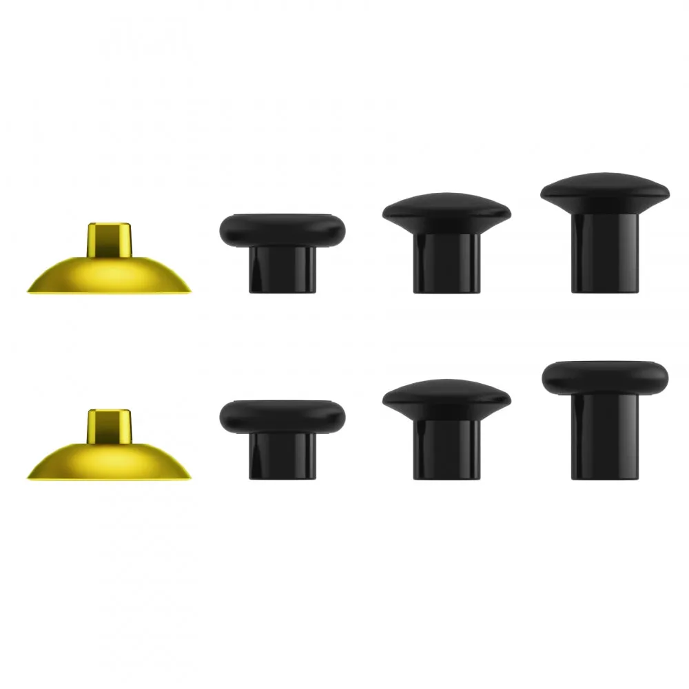 eXtremeRate ThumbsGear Interchangeable Ergonomic Thumbstick for PS4 Slim PS4 Pro PS5 Controller with 3 Height Domed and Concave Grips Adjustable Joystick - Chrome Gold & Black - P4J1104
