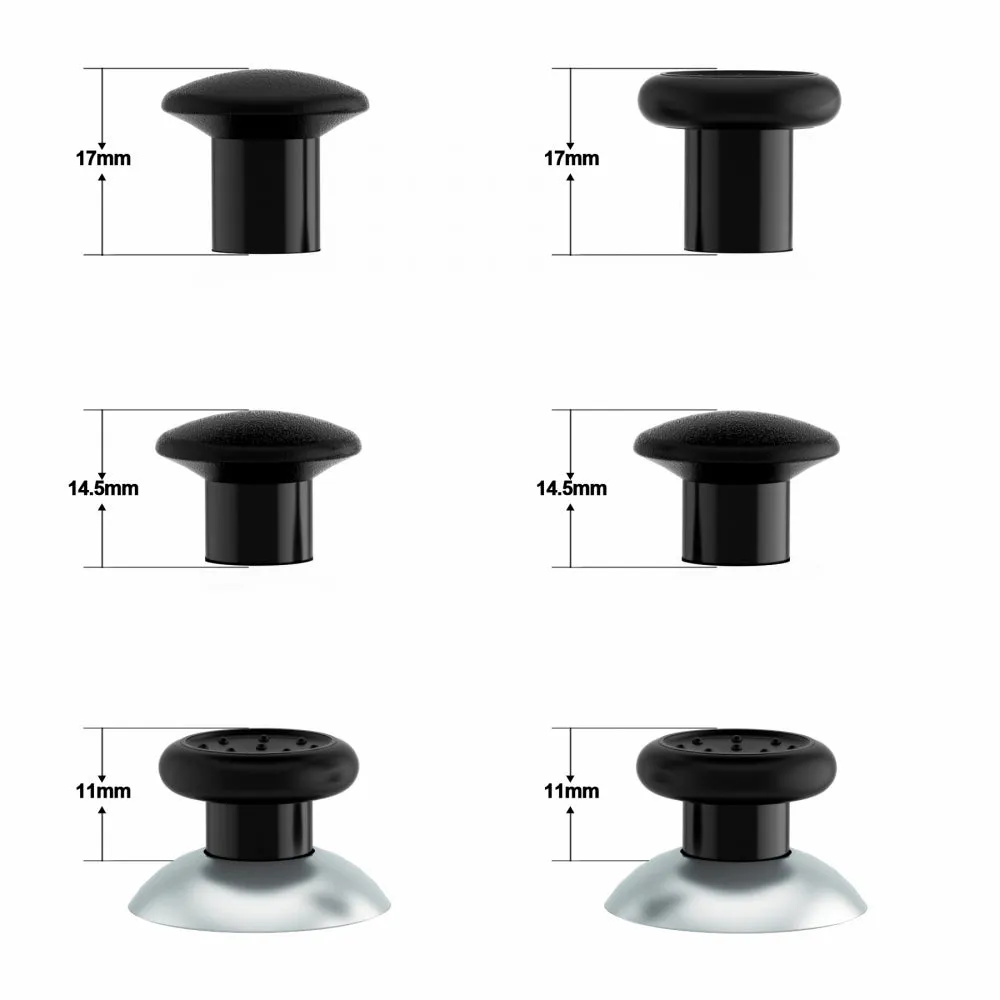 eXtremeRate ThumbsGear Interchangeable Ergonomic Thumbstick for PS4 Slim PS4 Pro PS5 Controller with 3 Height Domed and Concave Grips Adjustable Joystick - Chrome Silver & Black - P4J1105