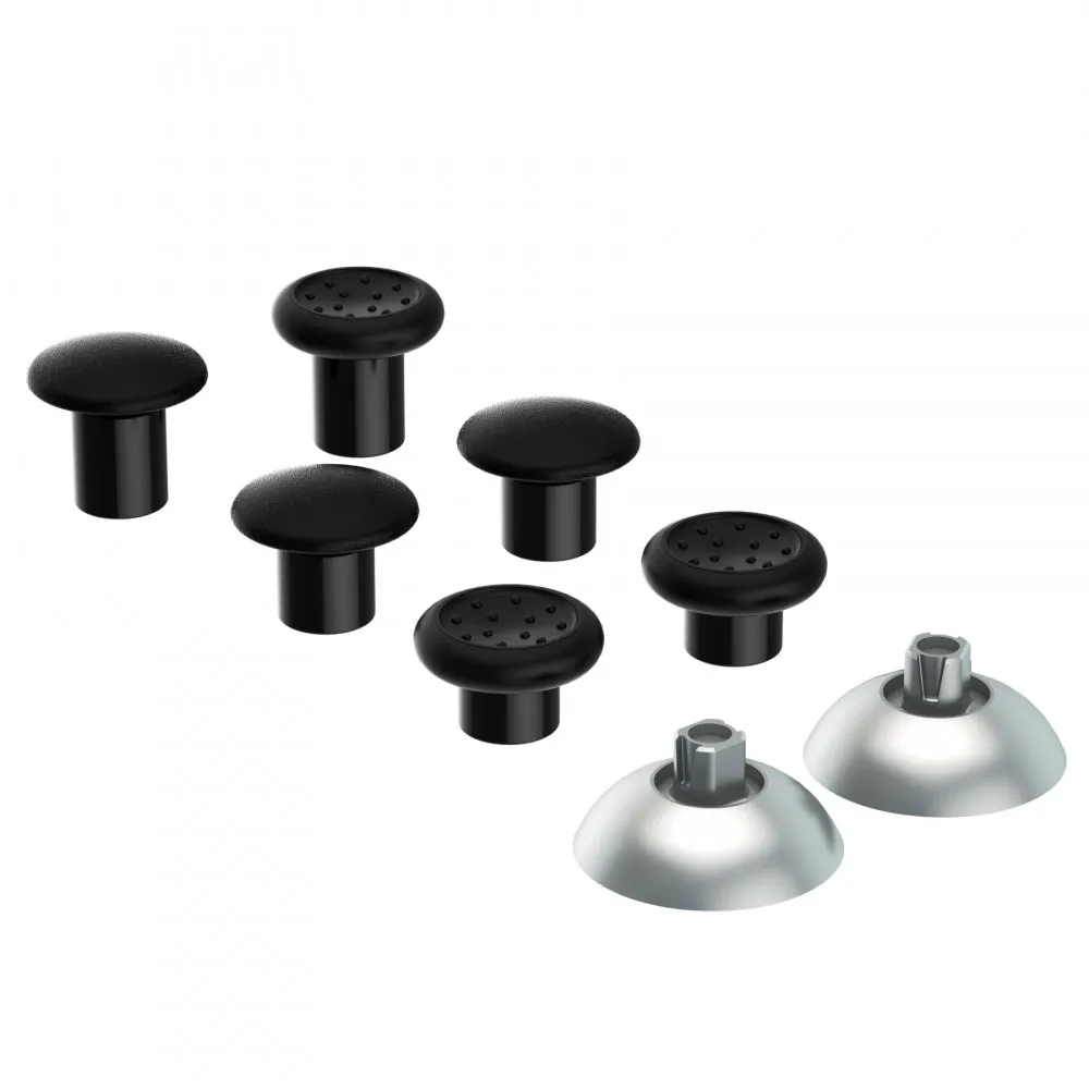 eXtremeRate ThumbsGear Interchangeable Ergonomic Thumbstick for PS4 Slim PS4 Pro PS5 Controller with 3 Height Domed and Concave Grips Adjustable Joystick - Chrome Silver & Black - P4J1105