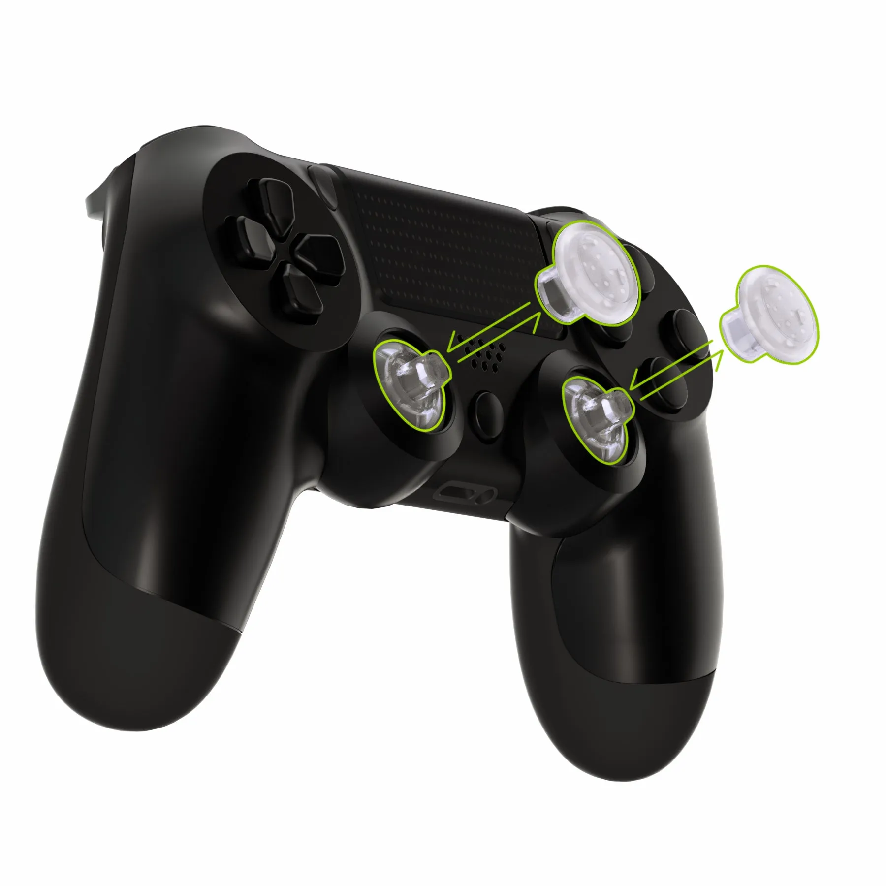 eXtremeRate Transparent ThumbsGear Interchangeable Ergonomic Thumbstick for PS4 Slim PS4 Pro PS5 Controller with 3 Height Domed and Concave Grips Adjustable Joystick - P4J1103