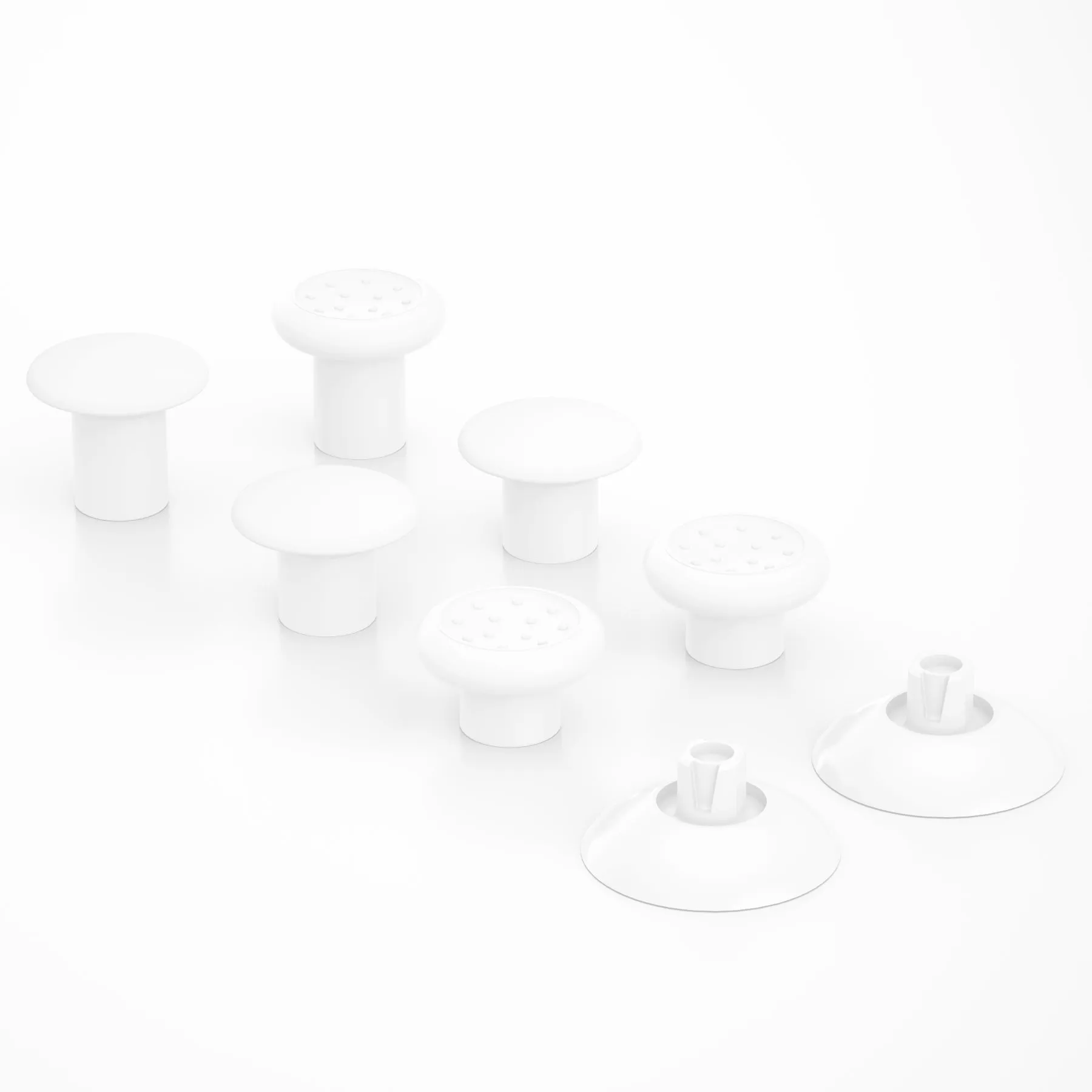 eXtremeRate White ThumbsGear Interchangeable Ergonomic Thumbstick for PS4 Slim PS4 Pro PS5 Controller with 3 Height Domed and Concave Grips Adjustable Joystick - P4J1102