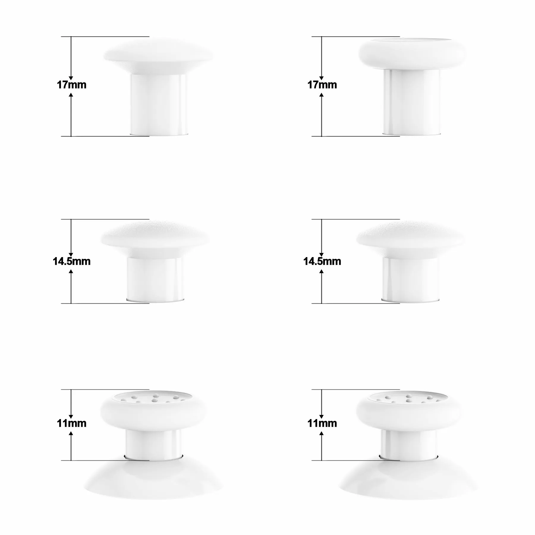 eXtremeRate White ThumbsGear Interchangeable Ergonomic Thumbstick for PS4 Slim PS4 Pro PS5 Controller with 3 Height Domed and Concave Grips Adjustable Joystick - P4J1102