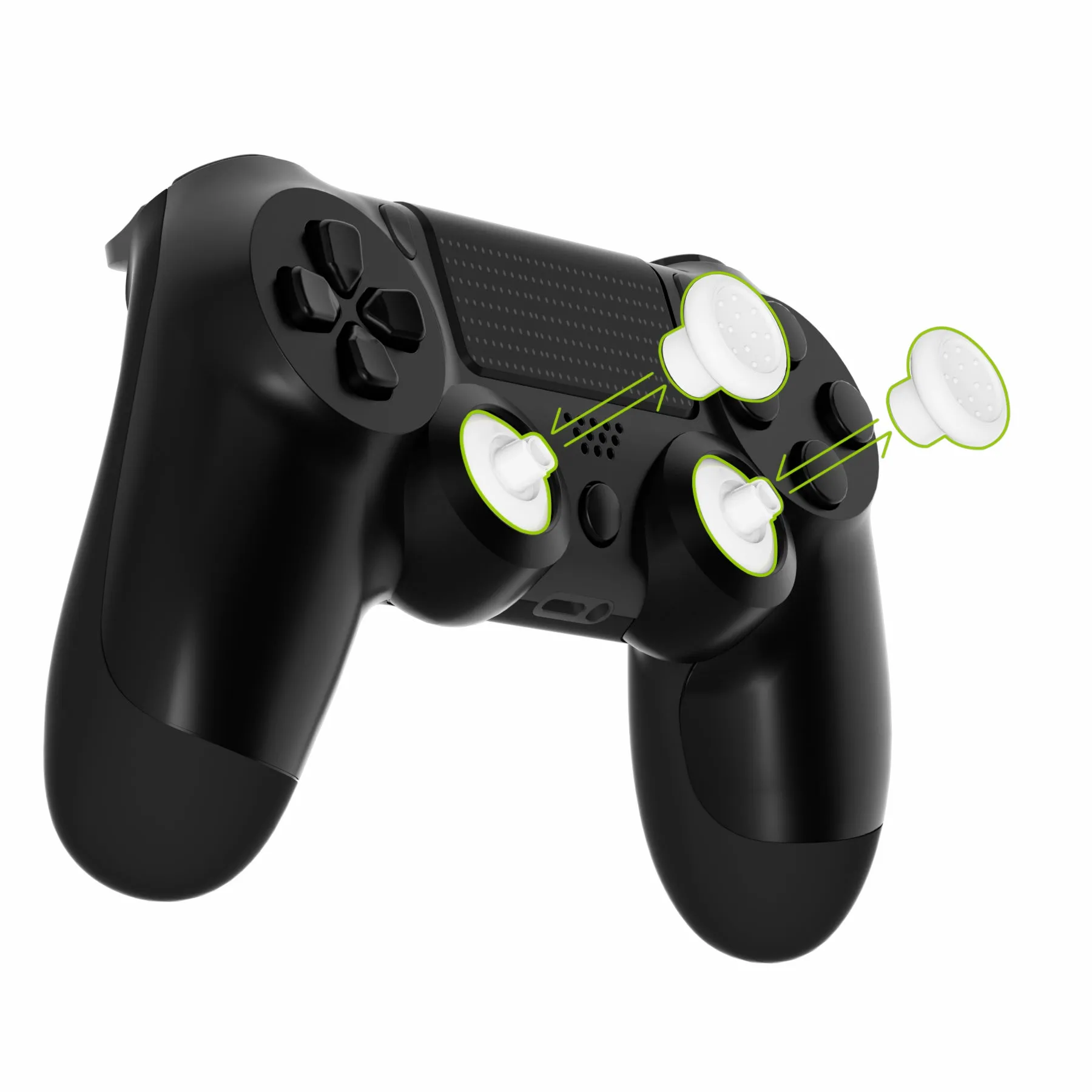 eXtremeRate White ThumbsGear Interchangeable Ergonomic Thumbstick for PS4 Slim PS4 Pro PS5 Controller with 3 Height Domed and Concave Grips Adjustable Joystick - P4J1102