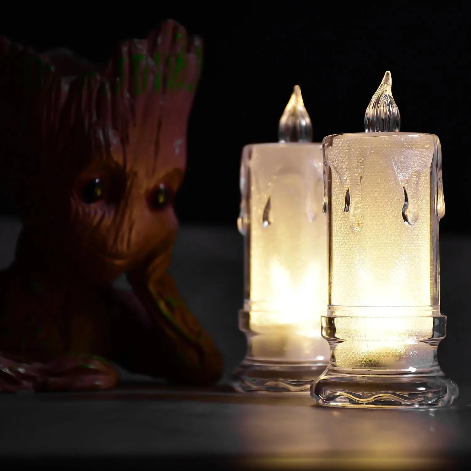 Flameless Melted Design Plastic Swing Candle(Set of 12Pcs)