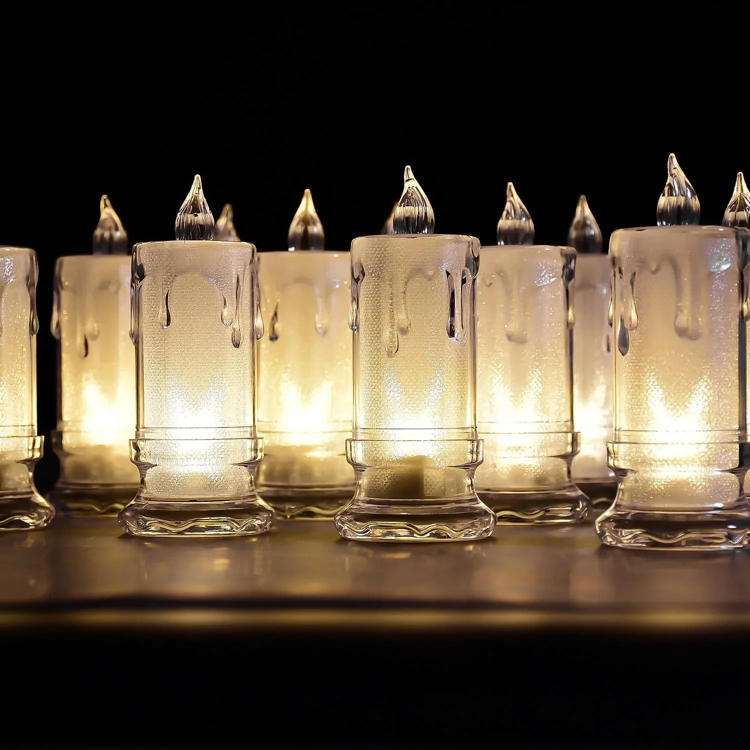 Flameless Melted Design Plastic Swing Candle(Set of 12Pcs)