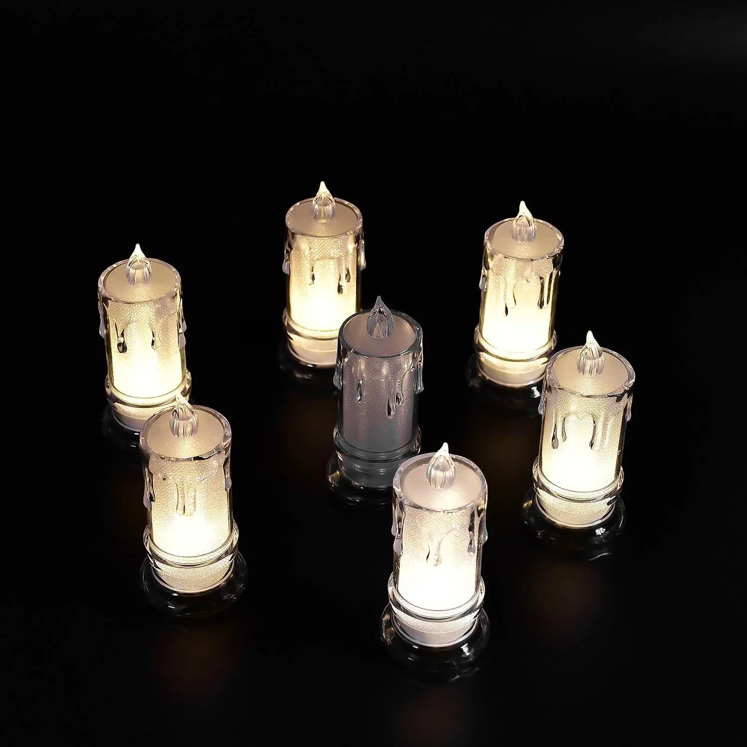Flameless Melted Design Plastic Swing Candle(Set of 12Pcs)