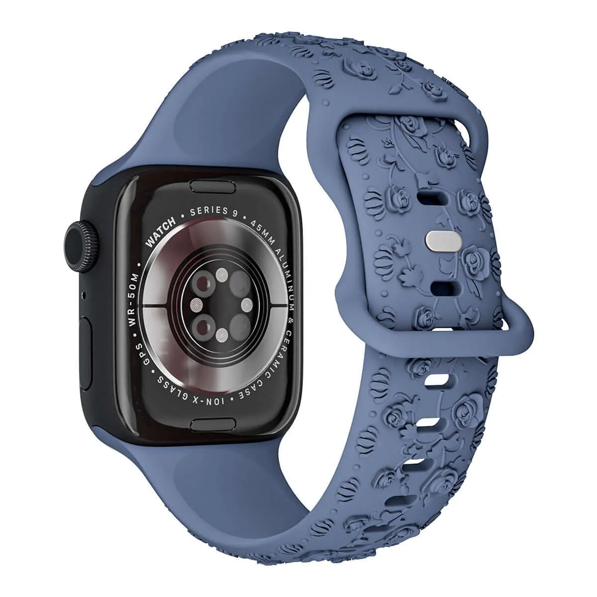 Floral Silicone Apple Watch Band – Engraved Strap for Women