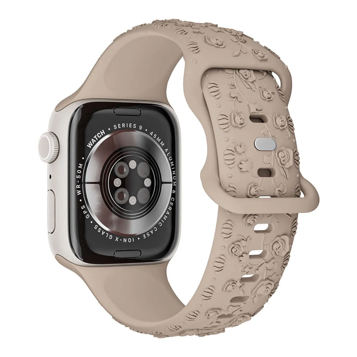 Floral Silicone Apple Watch Band – Engraved Strap for Women