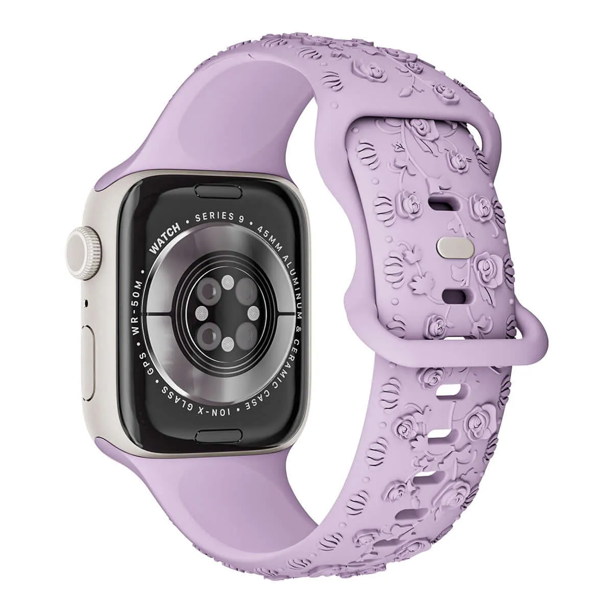 Floral Silicone Apple Watch Band – Engraved Strap for Women
