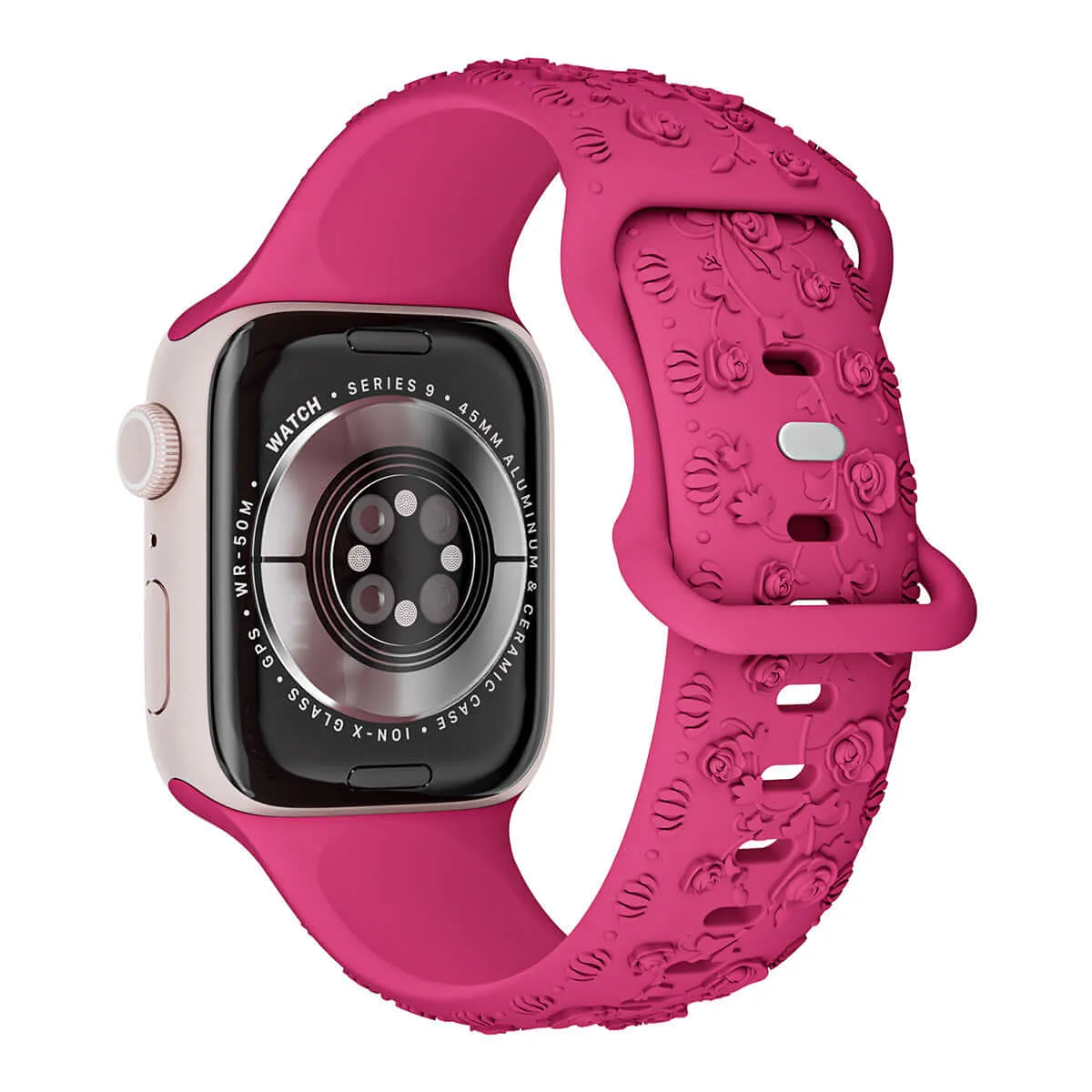 Floral Silicone Apple Watch Band – Engraved Strap for Women