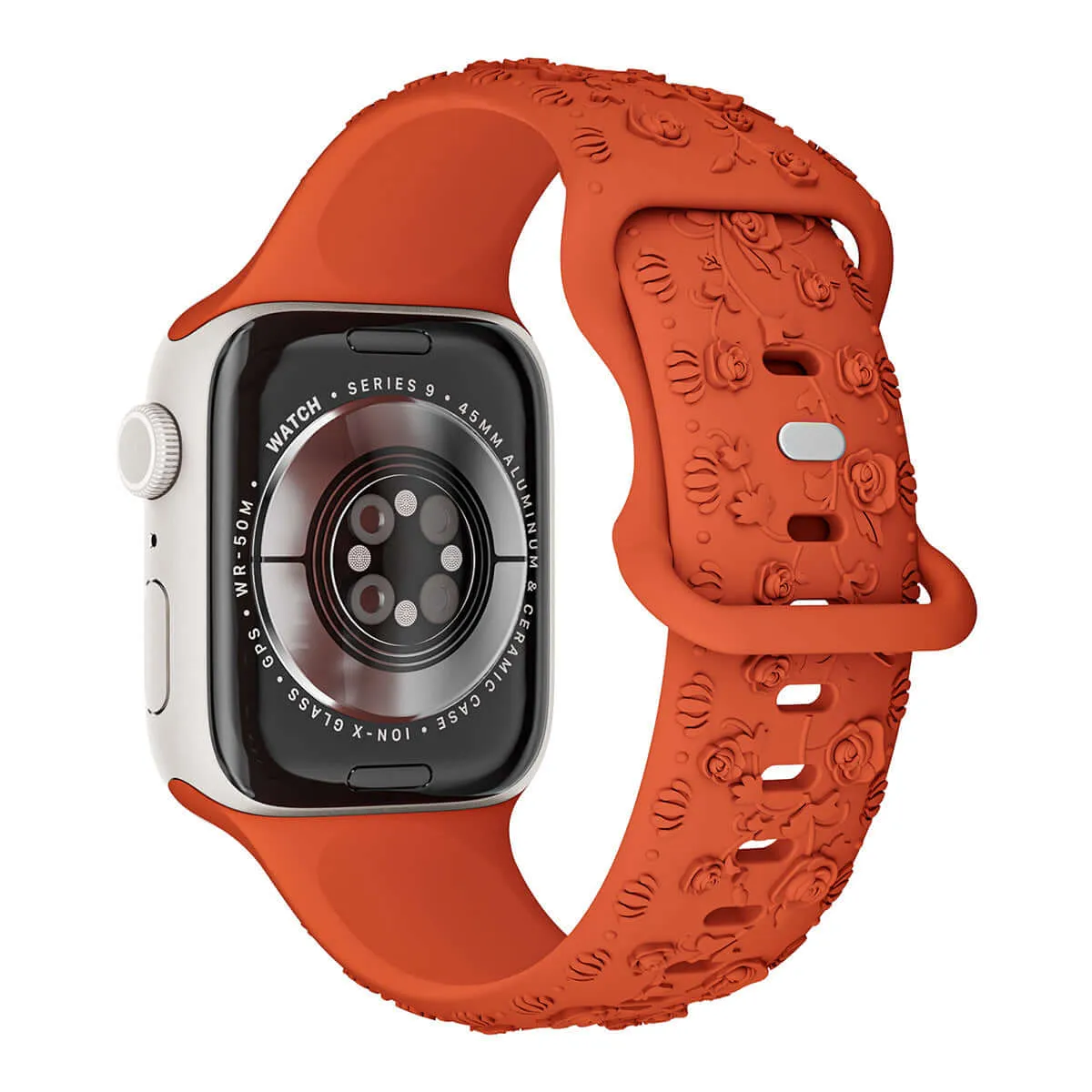 Floral Silicone Apple Watch Band – Engraved Strap for Women