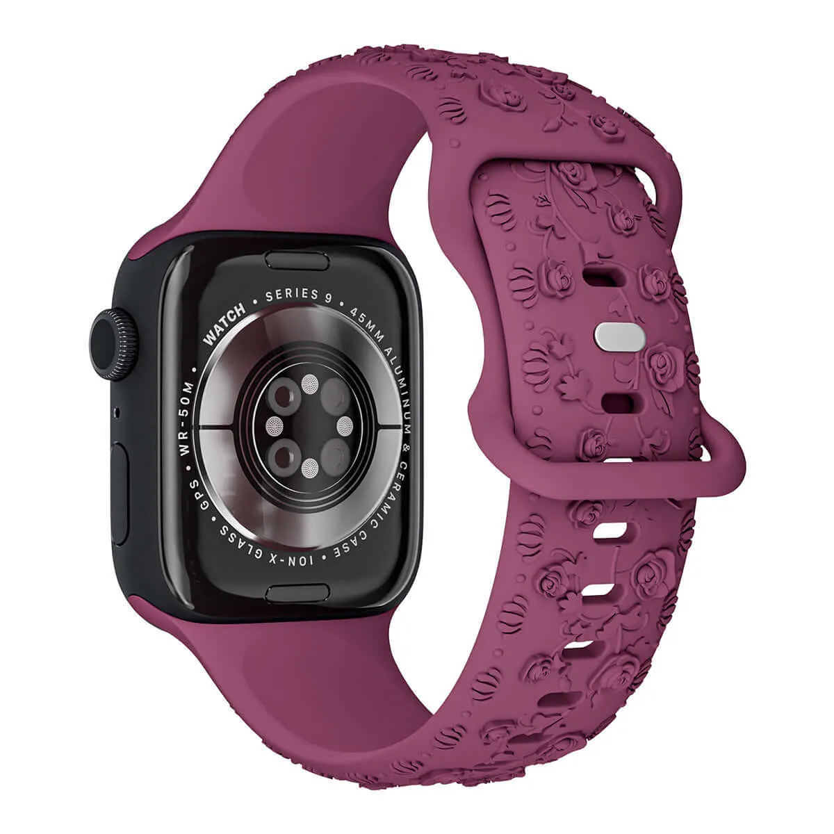 Floral Silicone Apple Watch Band – Engraved Strap for Women