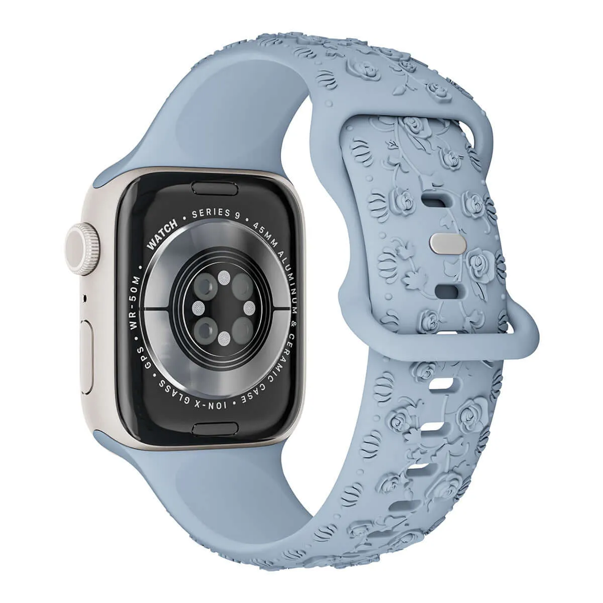 Floral Silicone Apple Watch Band – Engraved Strap for Women