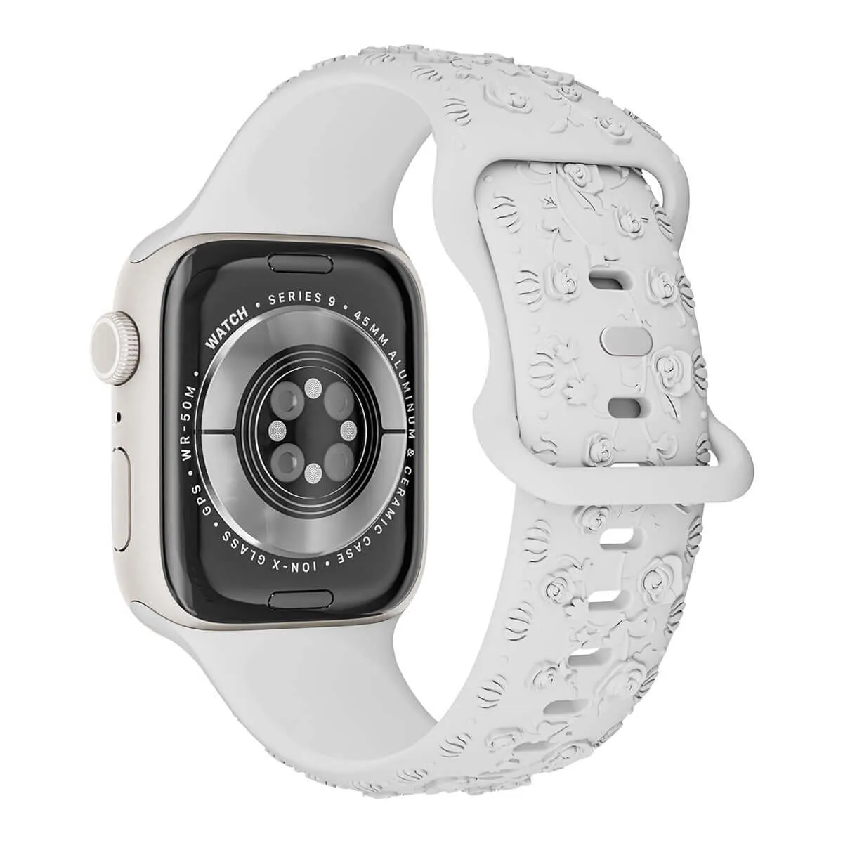 Floral Silicone Apple Watch Band – Engraved Strap for Women