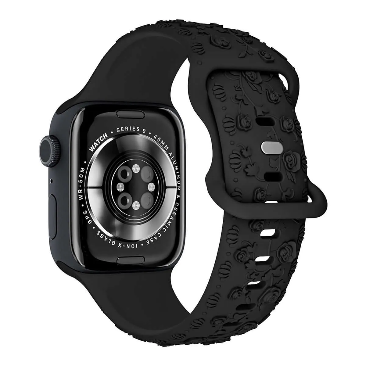 Floral Silicone Apple Watch Band – Engraved Strap for Women