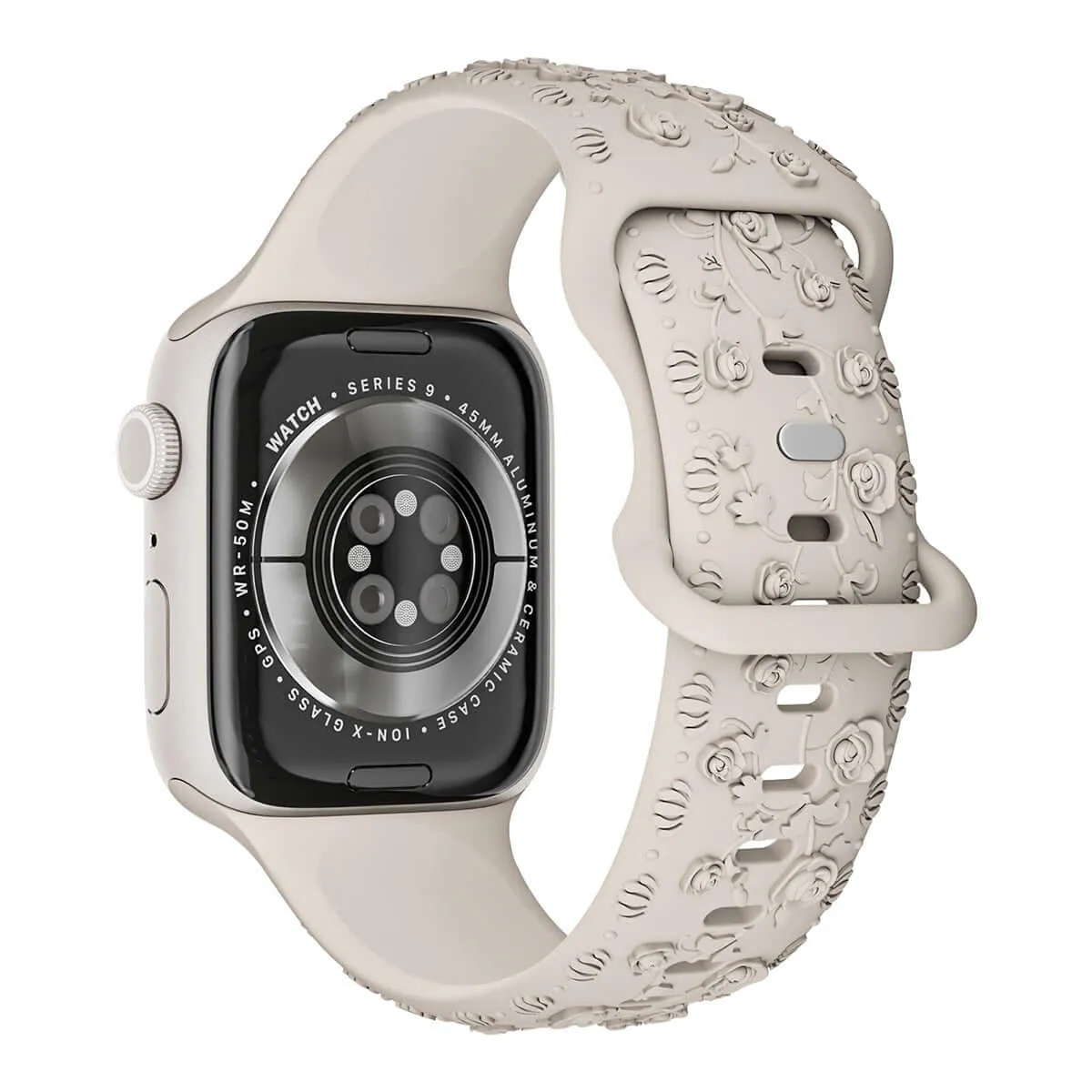 Floral Silicone Apple Watch Band – Engraved Strap for Women