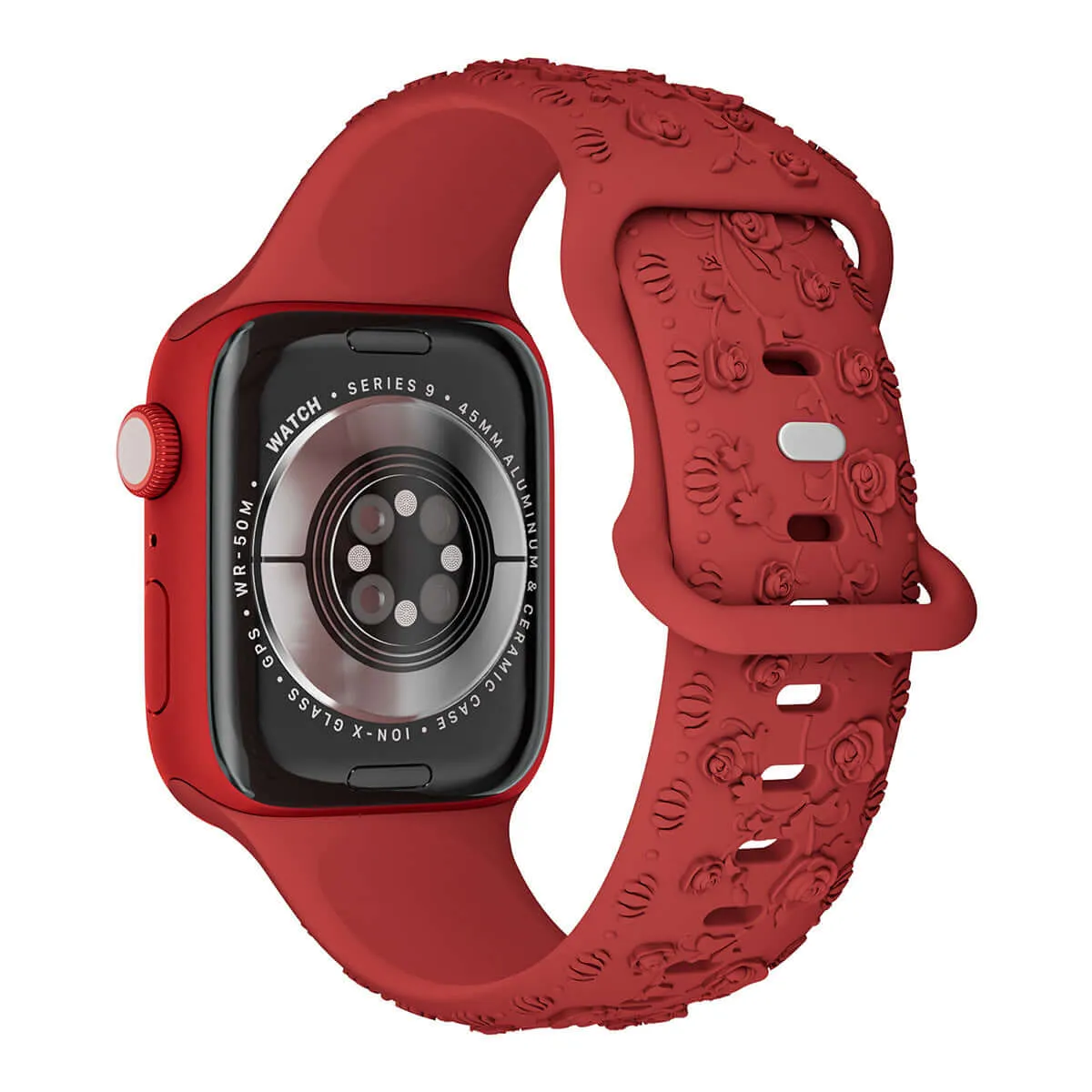 Floral Silicone Apple Watch Band – Engraved Strap for Women