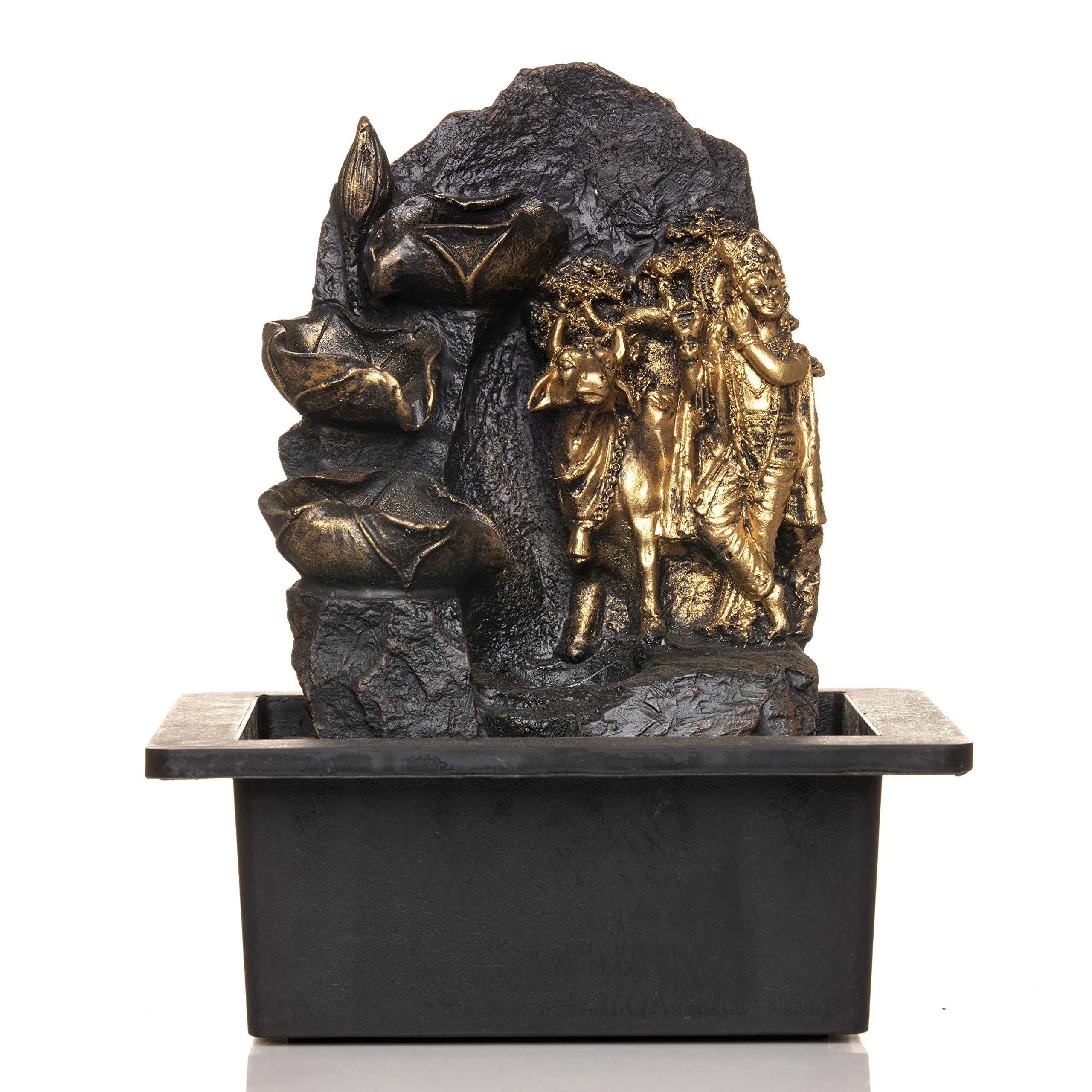 Global Grabbers Polyresin Table Top Indoor Outdoor Water Fall Fountain with LED Lights Home Decor Decoration Gift Gifting Items-GOL_BRO-SF5-(0)