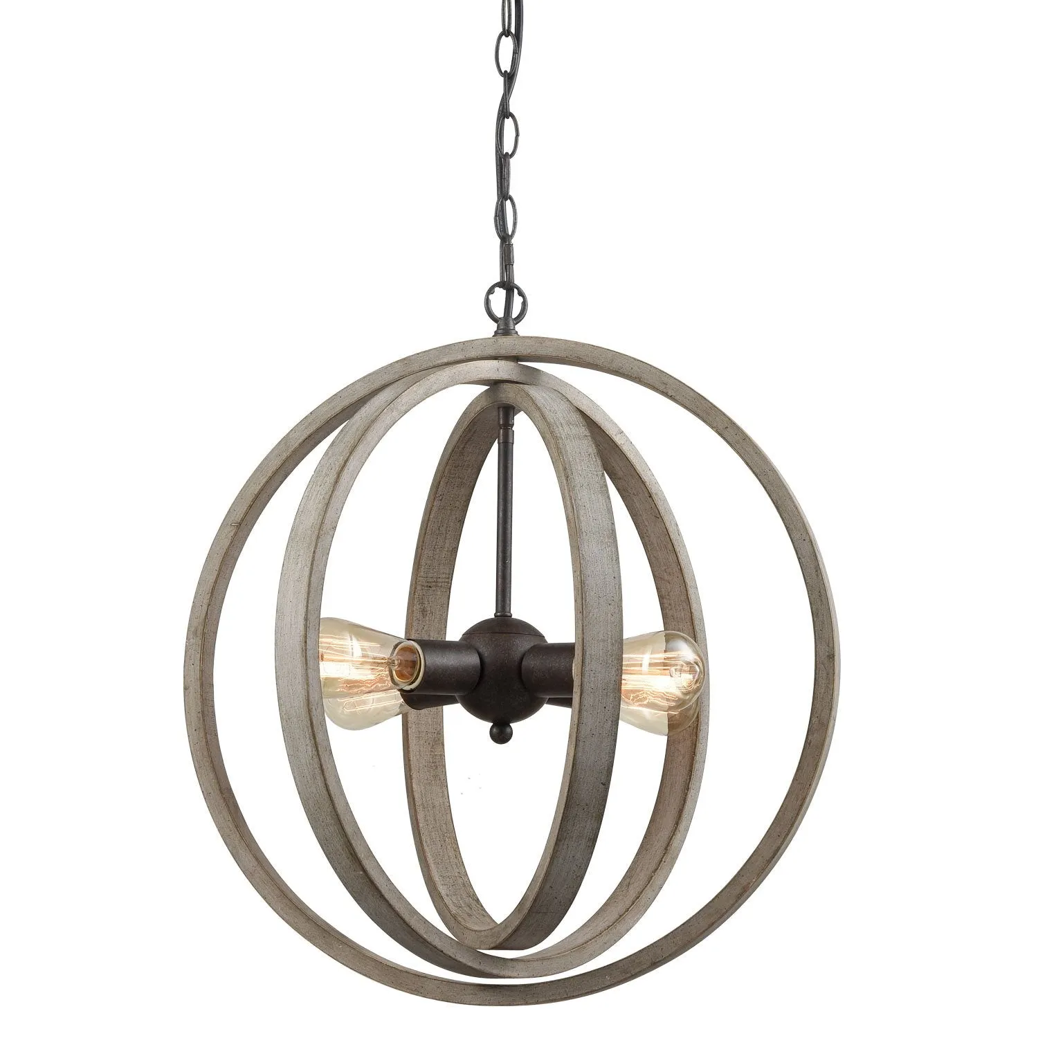 Globe Metal Rustic Wood Dining Room chandeliers with 4 Lights