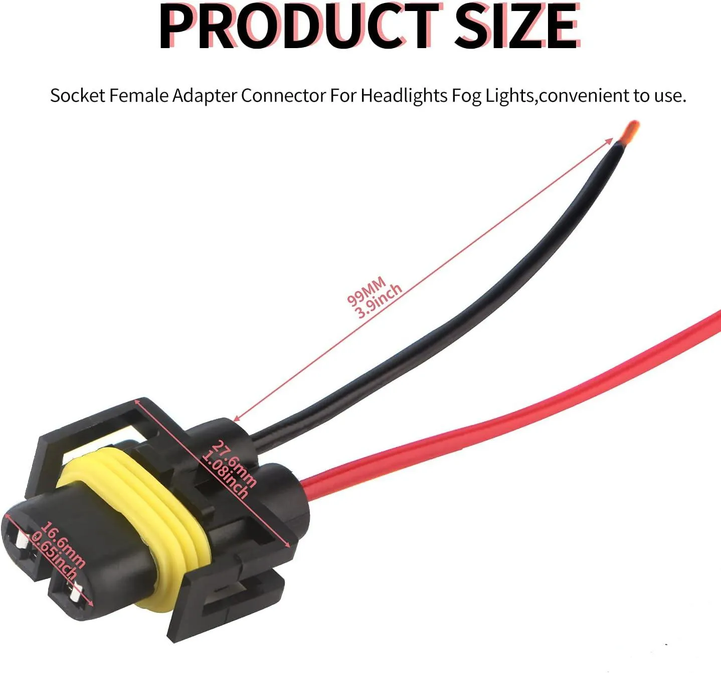 H11 LED Headlight Socket Male & Female Adapter Wiring Harness Connector for Headlight/Fog Light 4pcs/Set
