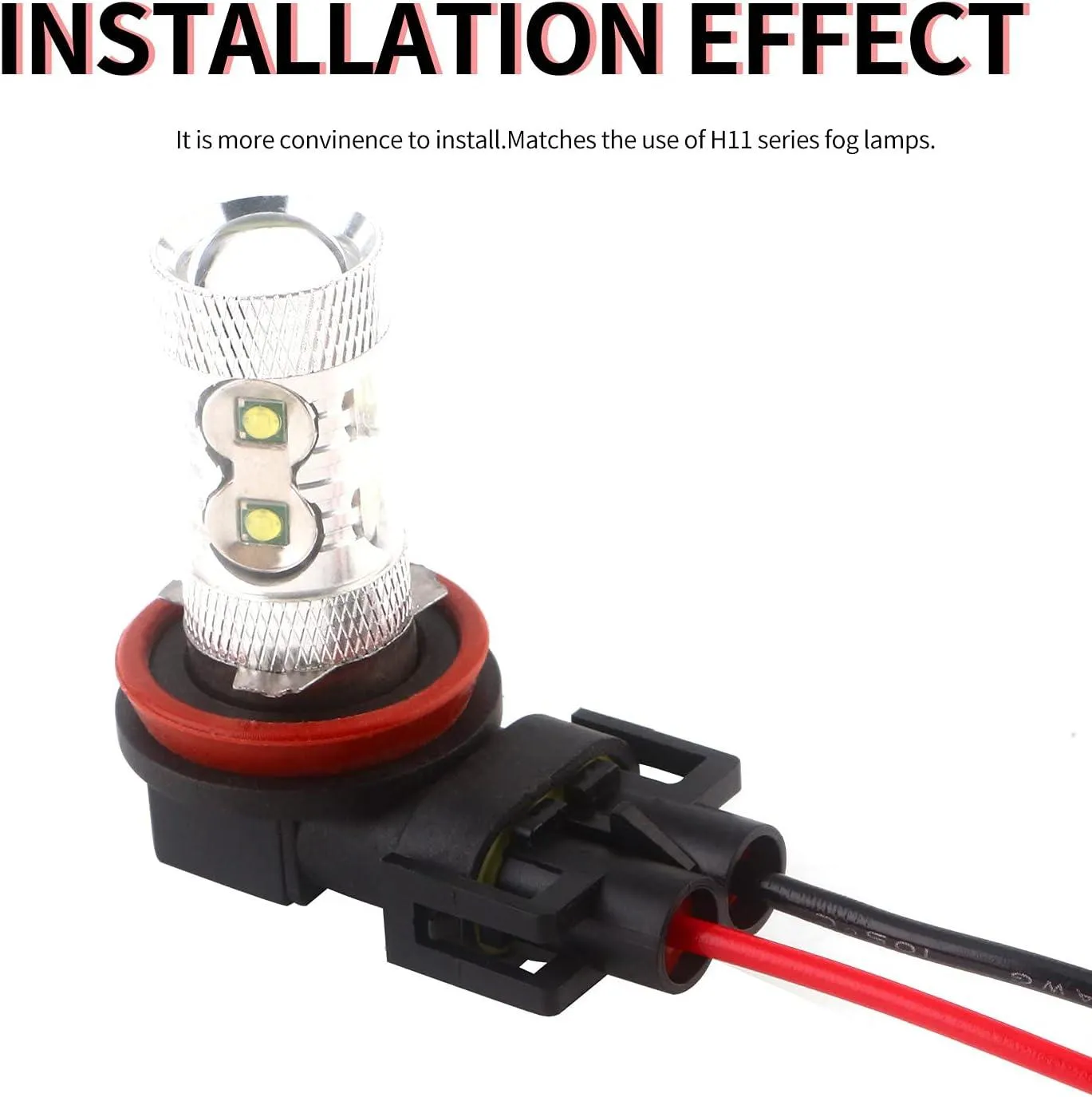 H11 LED Headlight Socket Male & Female Adapter Wiring Harness Connector for Headlight/Fog Light 4pcs/Set