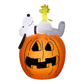 Halloween Inflatable Decoration, Orange, Snoopy and Woodstock, Self Inflating, Plug In, 54 Inches