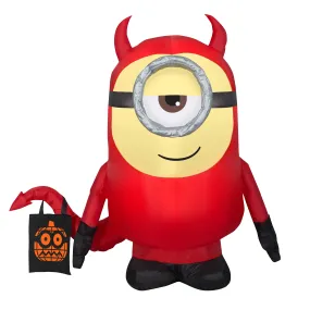 Halloween Inflatable Decoration, Red, Minion Dave, Self Inflating, Plug In, 42 Inches