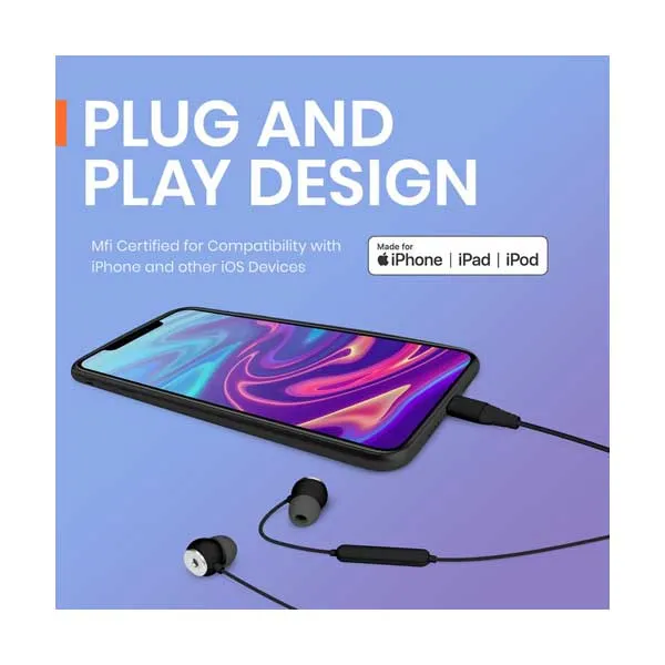Helix ETHSELTW White UltraBuds SE Lightning iOS Earbuds with Built-In Mic and Track Controls