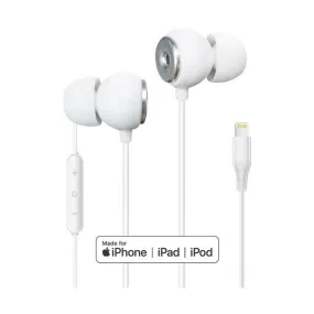 Helix ETHSELTW White UltraBuds SE Lightning iOS Earbuds with Built-In Mic and Track Controls