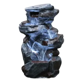 Holiness Craft Cascading Rock Water Fountain for Home Decor Living Room Garden Patio Deck Porch - Yard Art Decoration Gift Gifting with LED Lights Water Pump