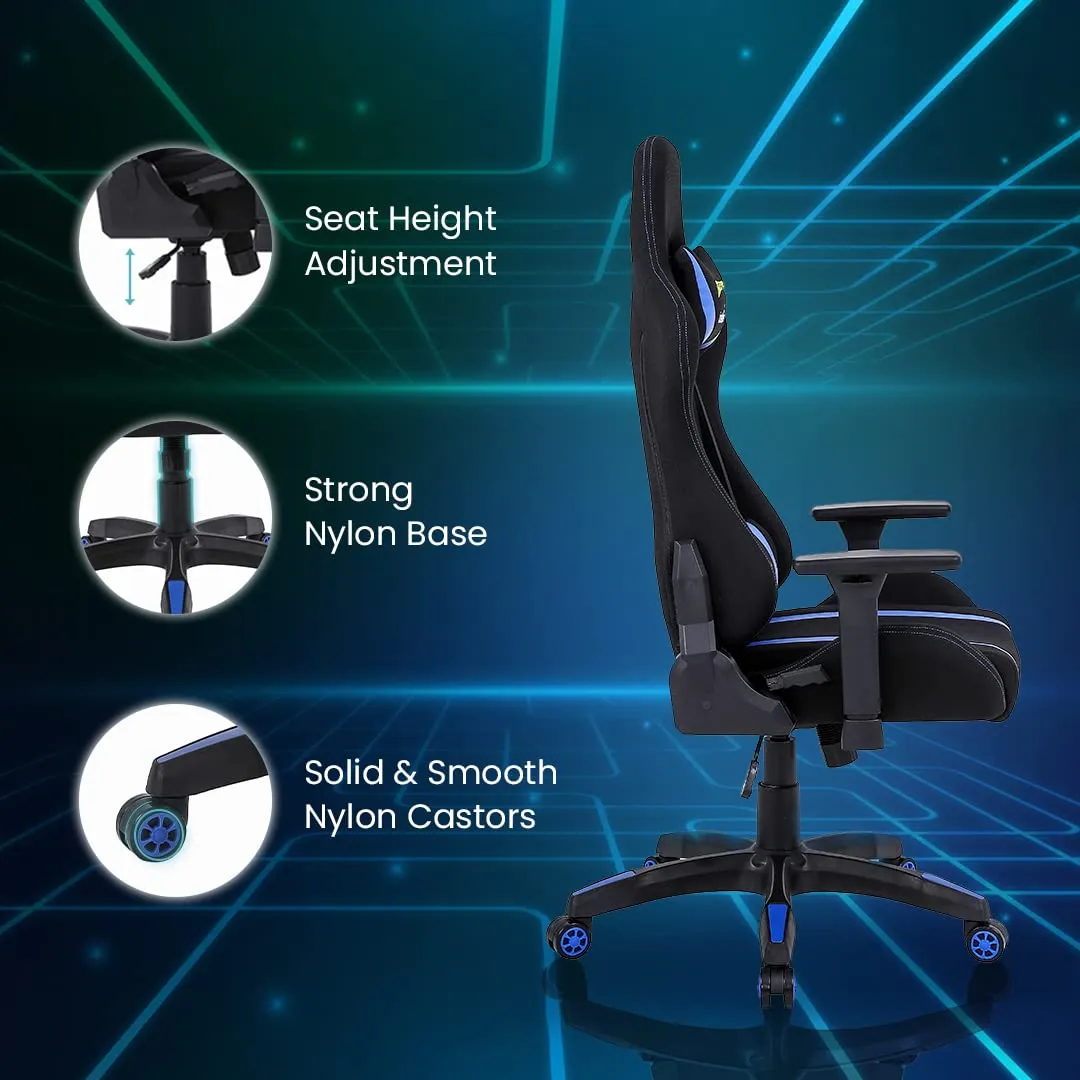 INTERCEPTOR Ergonomic Gaming Chair, Gaming Mat & Gaming GlassesCombo | Premium Fabric, Adjustable Neck & Lumbar Pillow, 3D Adjustable Armrests