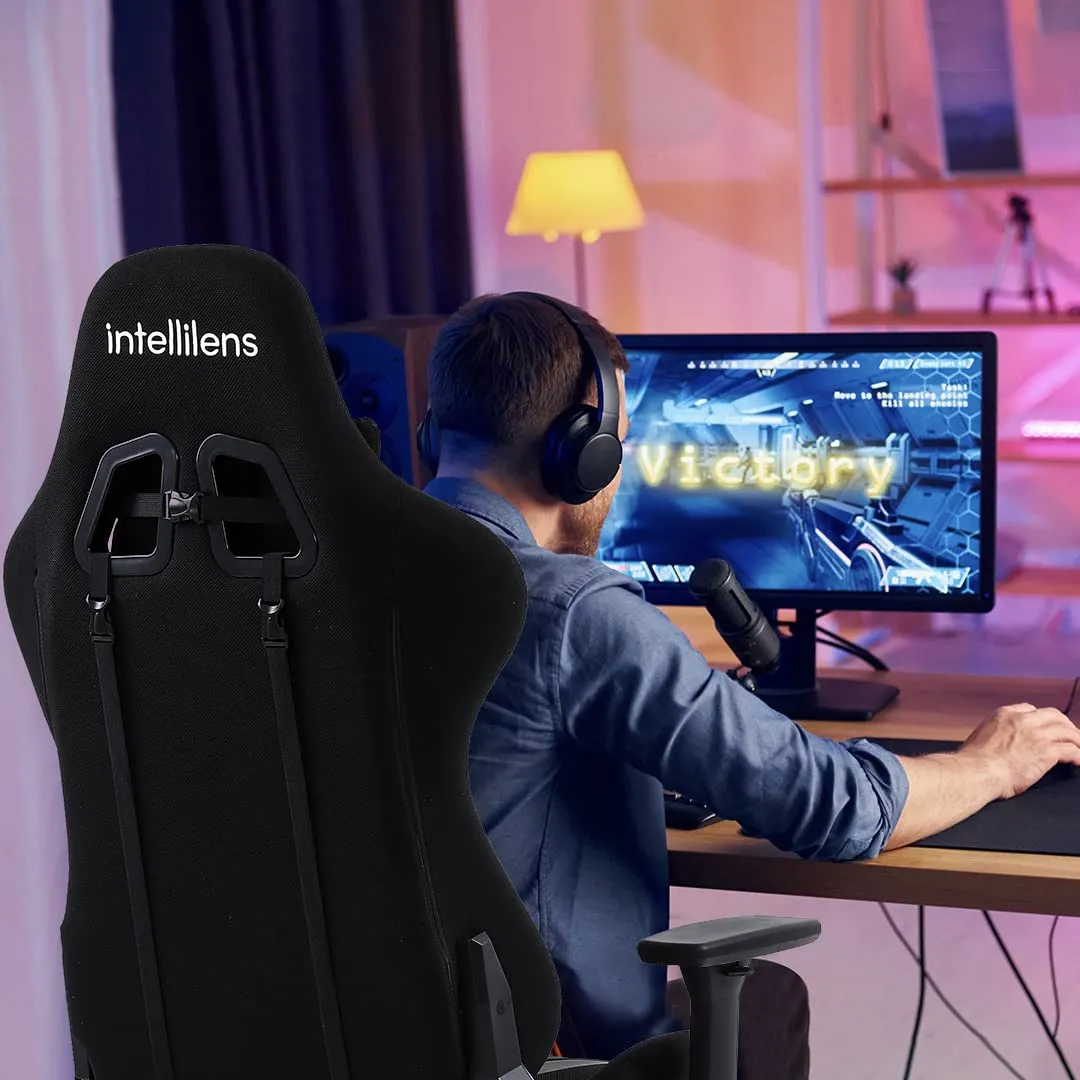 INTERCEPTOR Ergonomic Gaming Chair, Gaming Mat & Gaming GlassesCombo | Premium Fabric, Adjustable Neck & Lumbar Pillow, 3D Adjustable Armrests