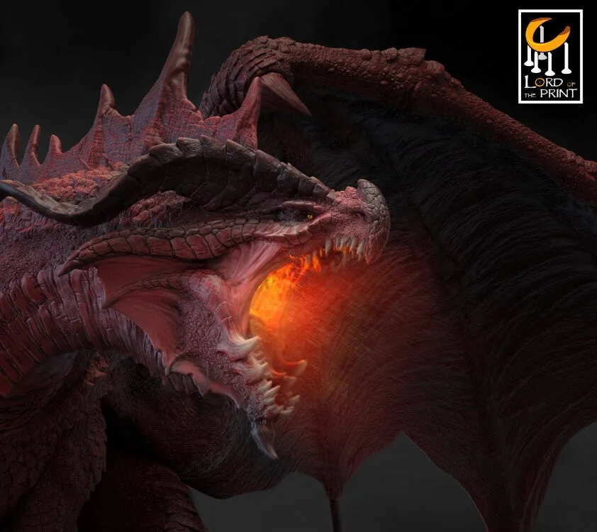 Legendary Red Dragon Ancient Chromatic | Elder Red Dragon for a BBEG | Base can be a castle or a rock | DnD Roleplay games RPG Many sizes