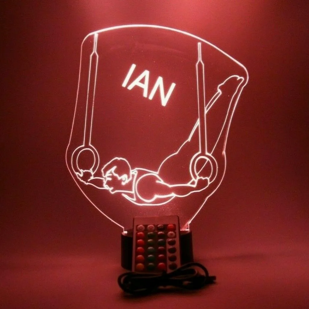 Male Gymnast, Sports LED Tabletop Night Light Up Lamp, 16 Color options with Remote