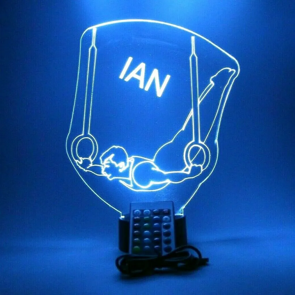 Male Gymnast, Sports LED Tabletop Night Light Up Lamp, 16 Color options with Remote