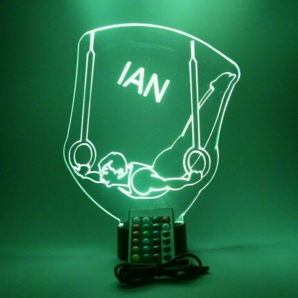 Male Gymnast, Sports LED Tabletop Night Light Up Lamp, 16 Color options with Remote