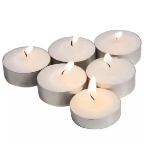 MeCozy White Tealight Smokeless Diya Unscented Paraffin Wax Candles , 4.5 Hour Burn Time - 100 Bulk Pack