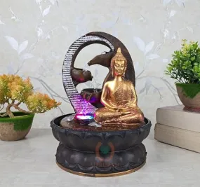 MERUPAM™ Decorative Tabeltop Buddha Water Fountain for Living Room, Bedroom, Bathroom, Office Decor with Multicolor LED Lights (M-TF-B-1)