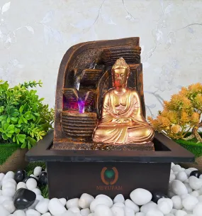 MERUPAM™ Decorative Tabeltop Buddha Water Fountain for Living Room, Bedroom, Bathroom, Office Decor with Multicolor LED Lights (M-TF-B-8)