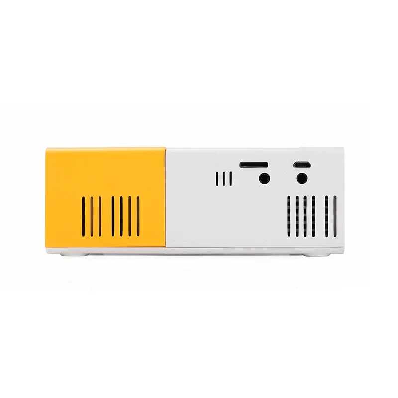 Mini Home Portable Cinema Projector - LED Compact Entertainment Projector for Movies & Gaming (White yellow)