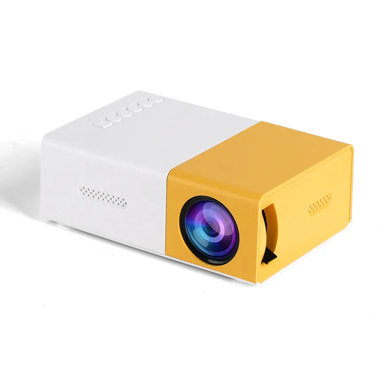 Mini Home Portable Cinema Projector - LED Compact Entertainment Projector for Movies & Gaming (White yellow)