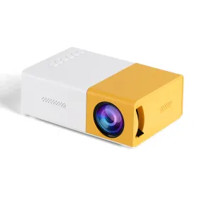 Mini Home Portable Cinema Projector - LED Compact Entertainment Projector for Movies & Gaming (White yellow)