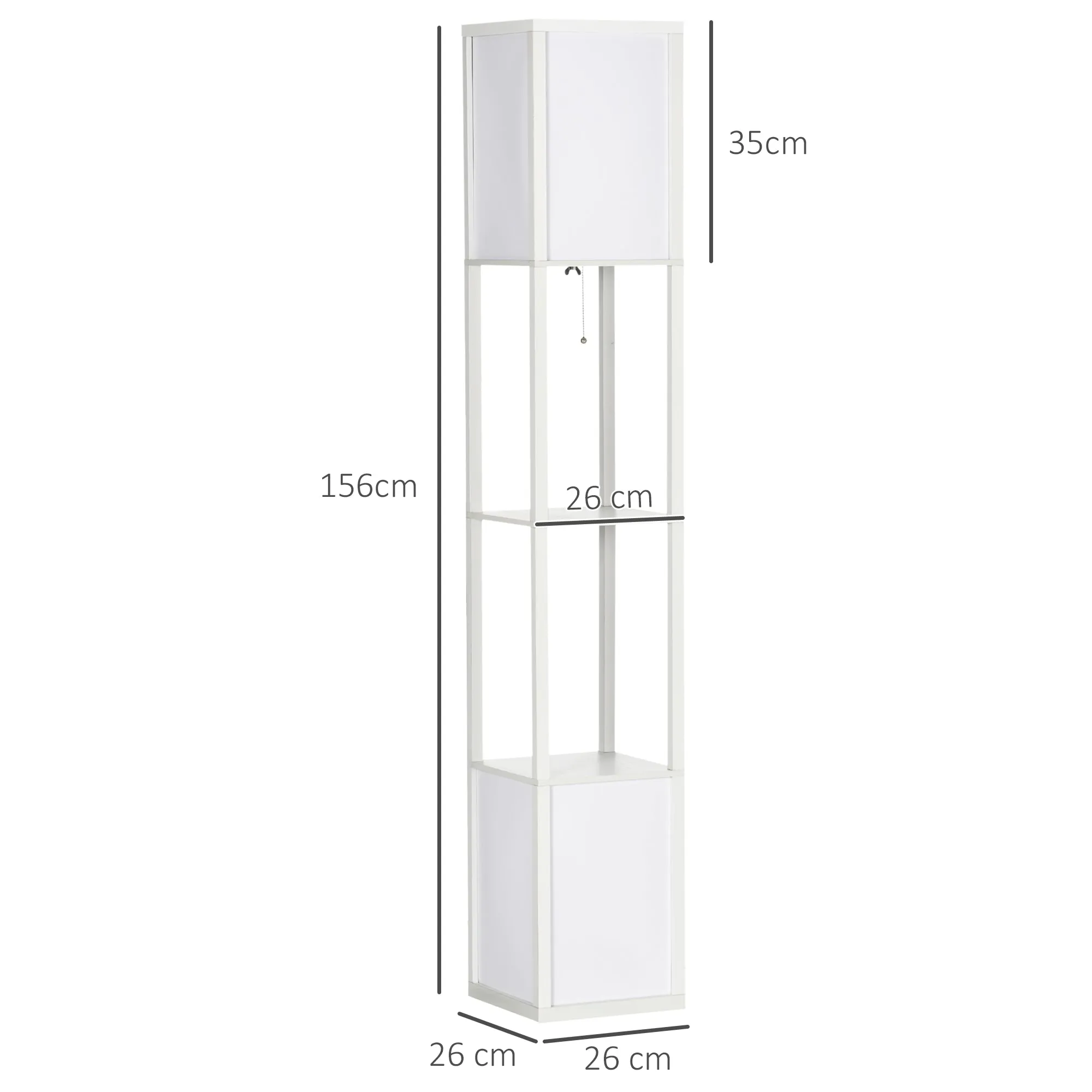 Modern Shelf Floor Lamp with Dual Ambient Light, Standing Lamp Living Room, Bedroom, 156cm, White