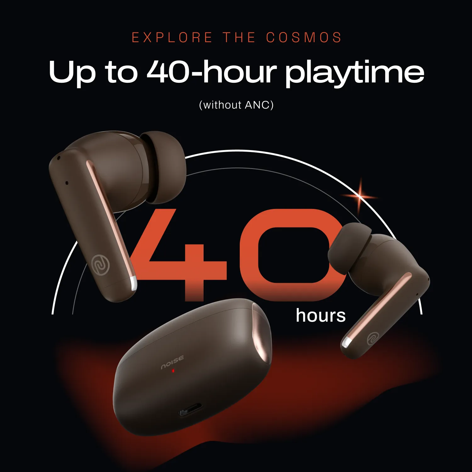 Noise Buds Venus Truly Wireless in-Ear Earbuds with ANC (Up to 30dB), 40H Playtime, Quad Mic with ENC, Instacharge (10 min = 120 min), Low Latency(up to 45ms), 10mm Driver